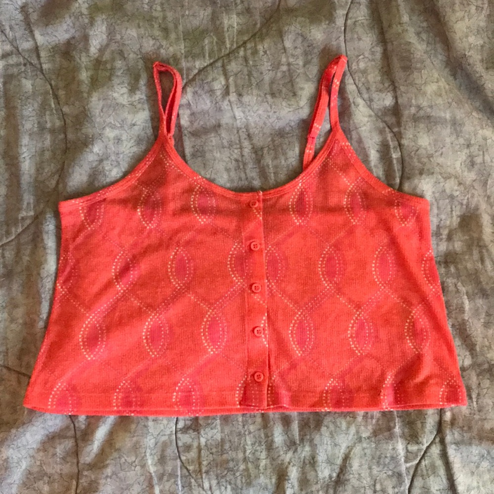 Pink button up crop top